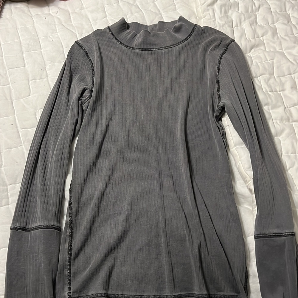 Free People Mockneck Shirt, medium, gray